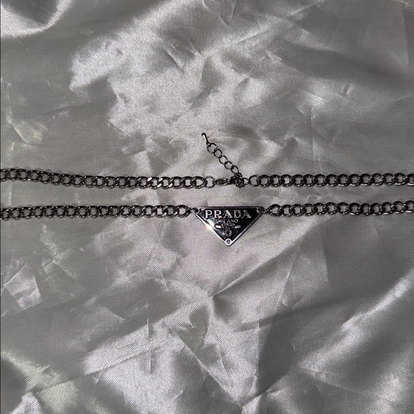 New Authentic silver with black Prada logo tag - necklace. (18in.ext. to 20in.) - Picture 6 of 7